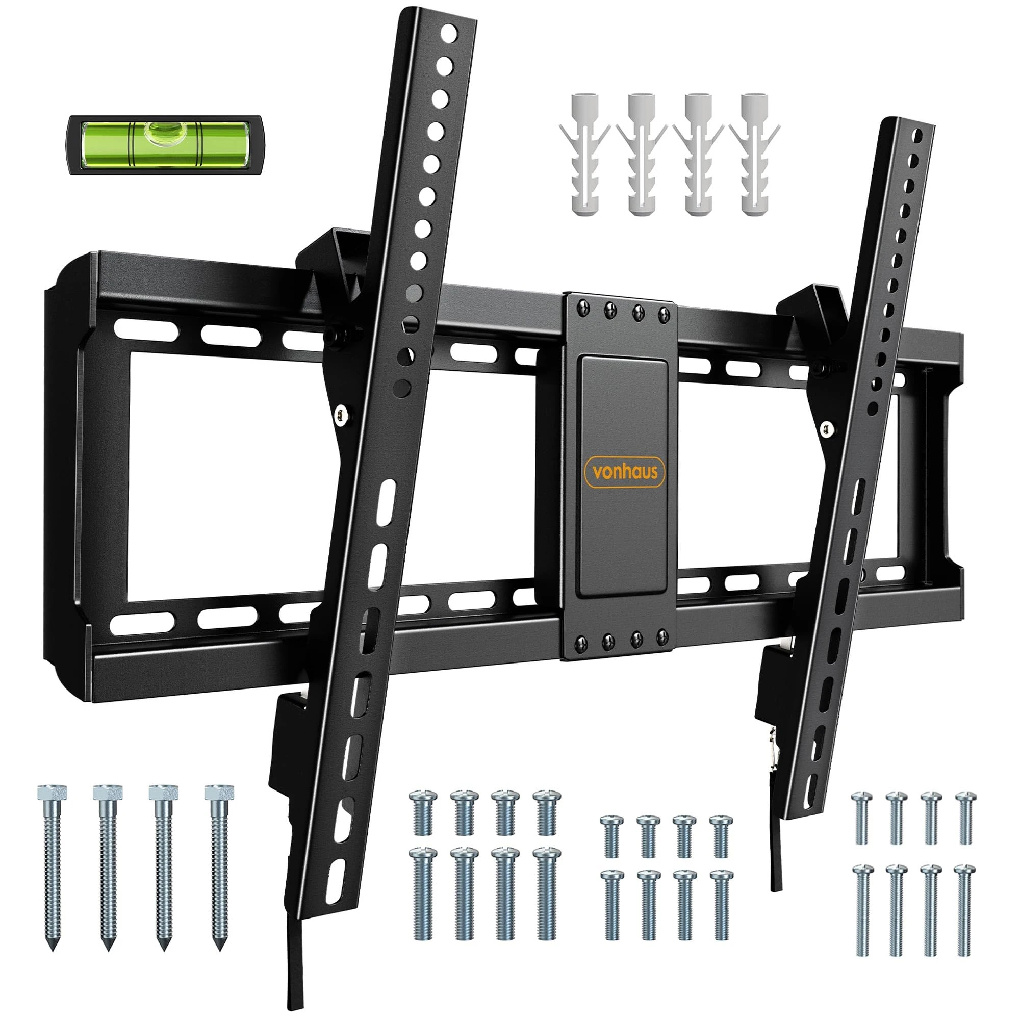 VonHaus Tilt TV Wall Bracket for 37-85" Screens, Tilting Flat to Wall Mount with Quick Release Straps, 75kg Capacity, Max VESA: 400x600mm, for Curved and Flat TV's