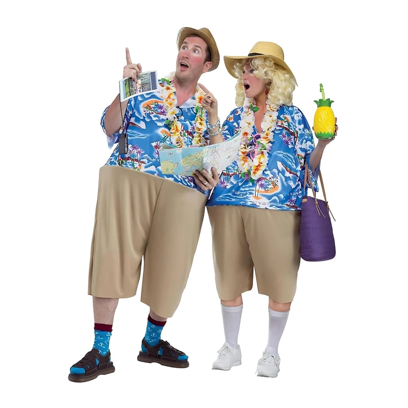 Fun World 9946 Tacky Tourist Adult Sized Costumes, Aloha Print, Multi, Unisex-Men up to 6/200 lbs… Womne 4-14 - Image 1