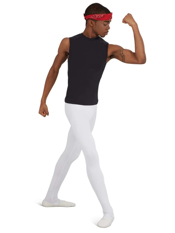 Capezio Men's Footed Tight, White, Small - Image 1