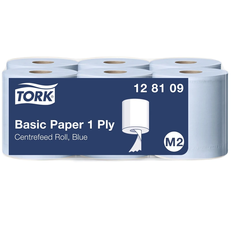 Tork Basic Paper Towels Blue M2, Cost-Effective, 6 x 300m Rolls, 128109