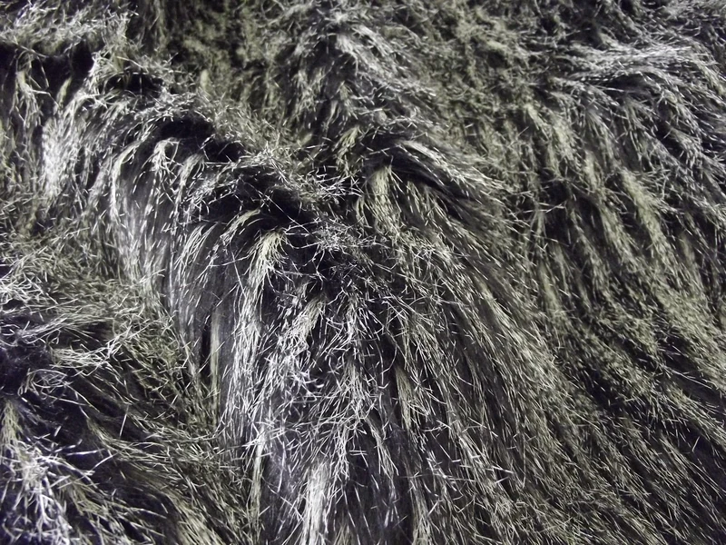 Super Luxury Faux Fur Fabric Material - Black Chevron Peacock 286, 1Mtr - 150cmx100cm