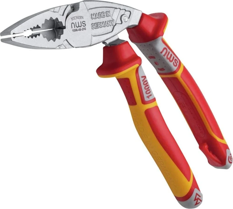 NWS 1096-49-VDE-200 3k VDE Ergo-Combi Plier, Silver/Red