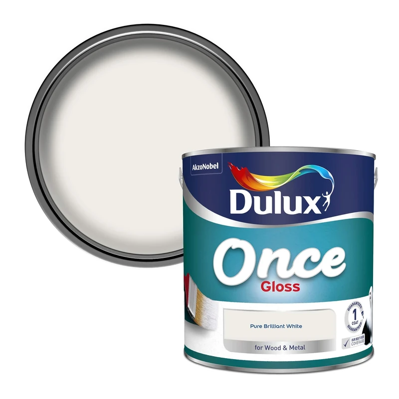 Dulux Once Gloss Paint for Wood & Metal - Pure Brilliant White 2.5L