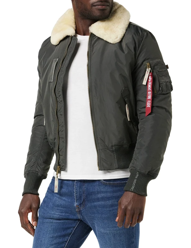 Alpha Industries Injector III Bomber Jacket for Men Greyblack