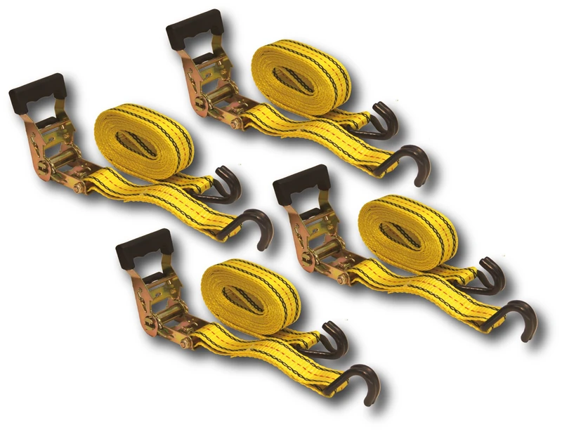 HFS (R) 4pcs 1-1/2 x 15 ft Heavy Duty Ratchet Cargo Tie Down Straps 3000 lbs Dual J-Hooks