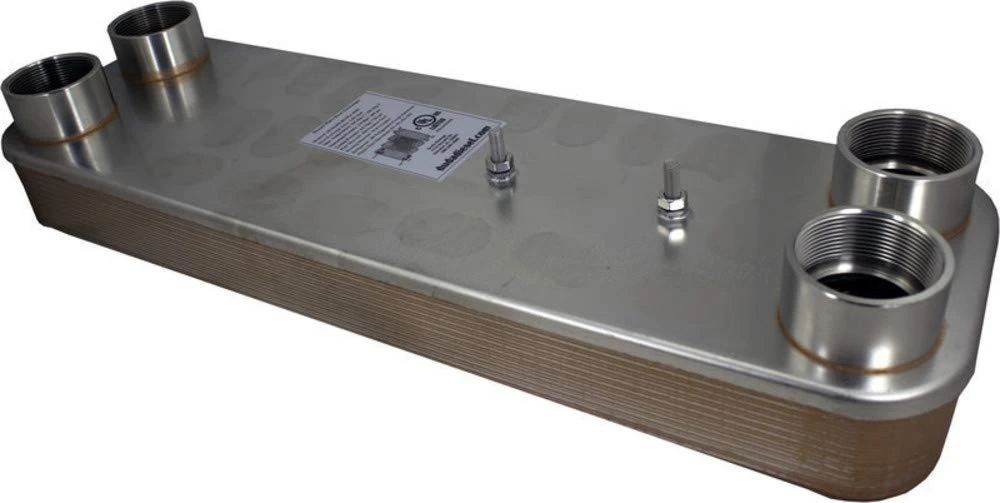 B3-95A 20 Plate Stainless Steel Heat Exchanger with 2" Female NPT Ports Copper Brazed