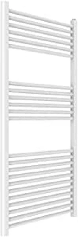 ERCOS Heated Towel Rail Bathroom Radiator Dimensions 600 x 1200 mm White Radiator, 1/2 Inch Connections Supplied with Mounting Kit