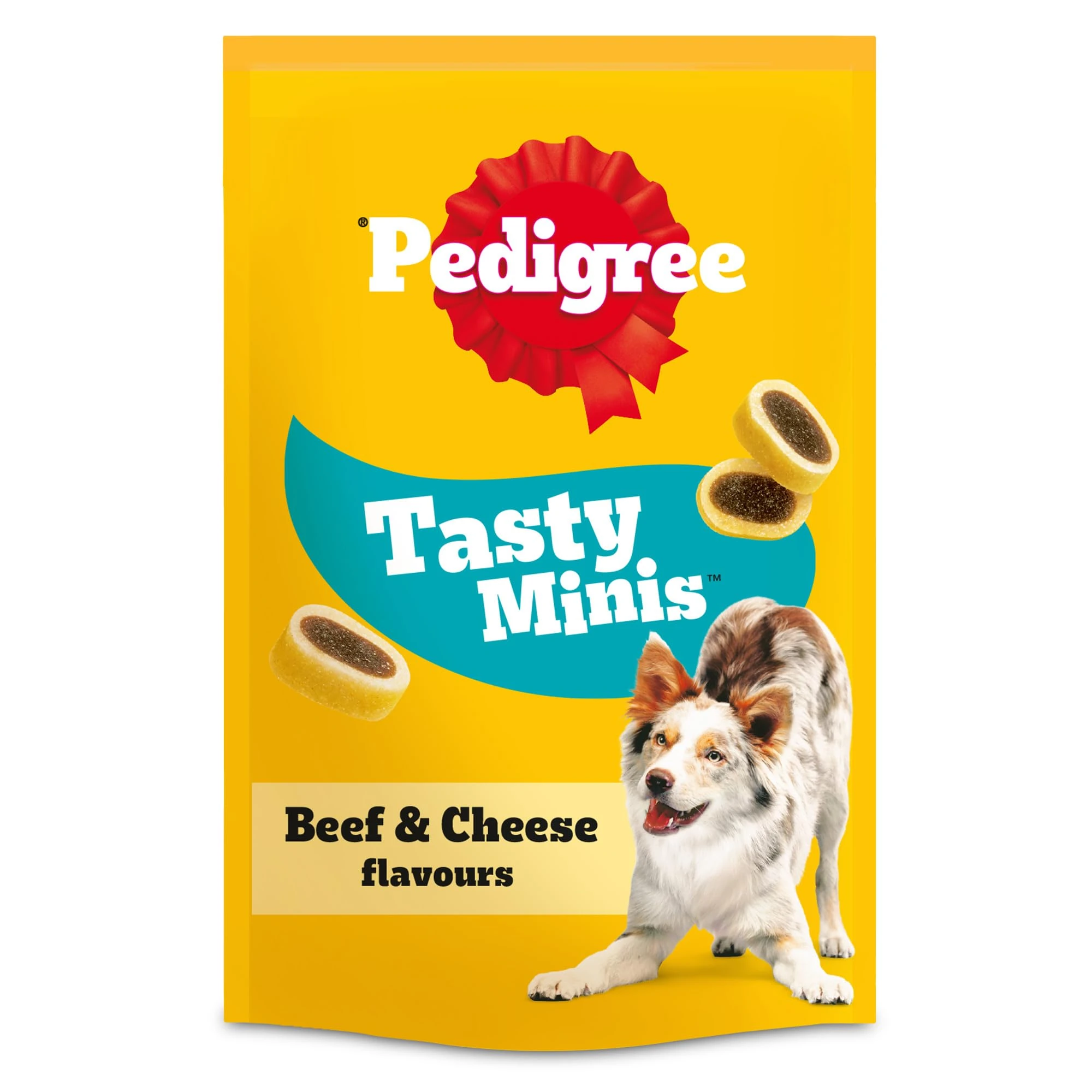 PEDIGREE TASTY MINIS Adult Dog Treats Cheese & Beef Nibbles 140g - Pack of 8, Packaging May Vary