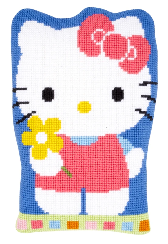 Vervaco Shaped Cross Small Cushion Hello Kitty with Flower