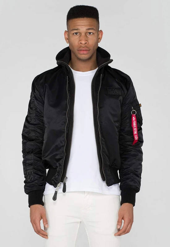 Alpha Industries Men's MA-1 D-Tec SE Bomber Jacket, Black/Black, 2 X-Large
