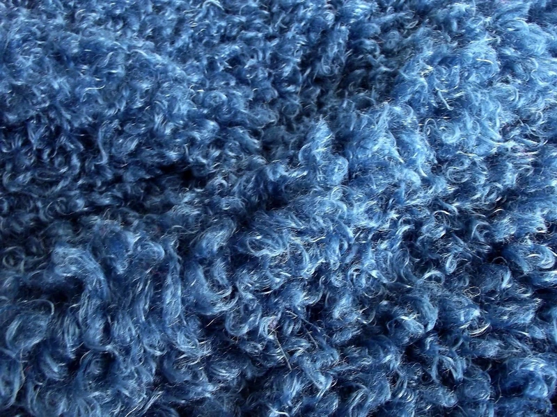 Super Luxury Faux Fur Fabric Material - Curly Royal Blue, 1Mtr - 150cm x 100cm