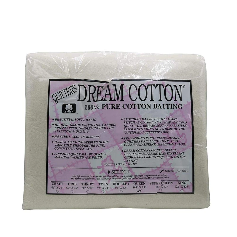 Hancock's of Paducah Quilters Dream Dream Cotton Natural Unbleached Select Loft Queen Size Quilt Batting
