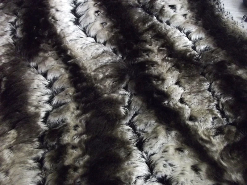 Super Luxury Faux Fur Fabric Material - Textured Cream & Brown Chinchilla, 1Mtr - 150cm x 100cm