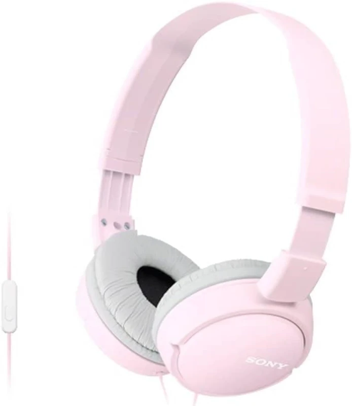 Sony MDR-ZX110AP Wired Overhead Headphones with Microphone, Neodymium Dynamic Drivers, Swivel Fold Design - Pink
