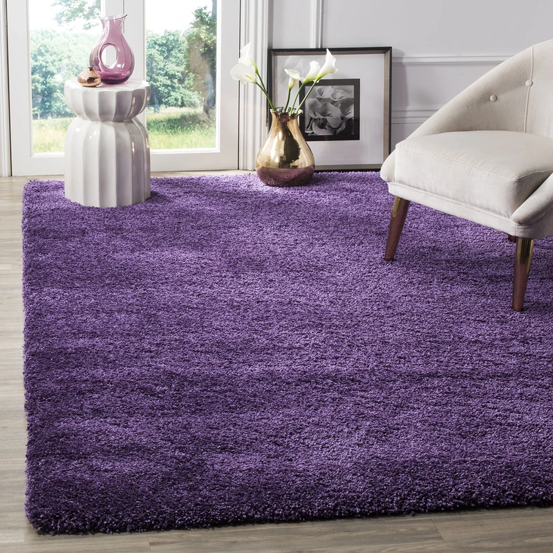 Safavieh Shaggy Indoor Woven Rectangle Area Rug, Milan Shag Collection, SG180, in Purple, 183 x 274 cm for Living Room, Bedroom or Any Indoor Space