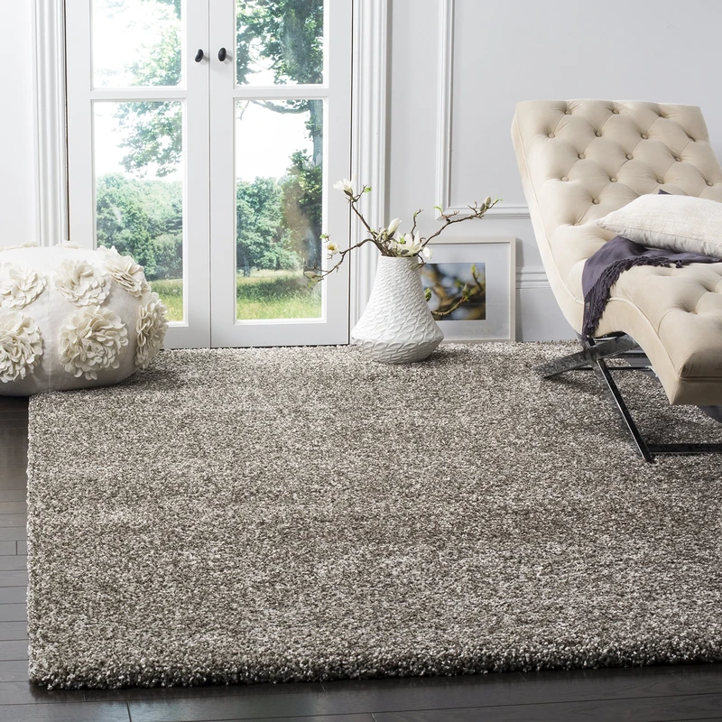 SAFAVIEH Milan Shag Collection Area Rug - 6' x 9', Grey, Solid Design, Non-Shedding & Easy Care, 2-inch Thick Ideal for High Traffic Areas in Living Room, Bedroom (SG180-8080)