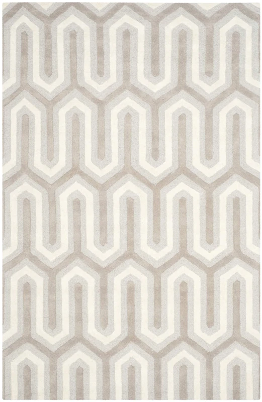 Safavieh Modern Indoor Hand Tufted Rectangle Area Rug, Cambridge Collection, CAM351, in Light Blue / Grey, 152 X 244 cm for Living Room, Bedroom or Any Indoor Space