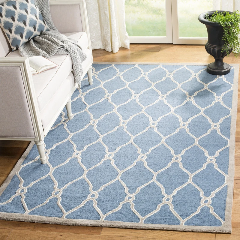 Safavieh Modern Indoor Hand Tufted Rectangle Area Rug, Cambridge Collection, CAM352, in Navy / Ivory, 122 X 183 cm for Living Room, Bedroom or Any Indoor Space