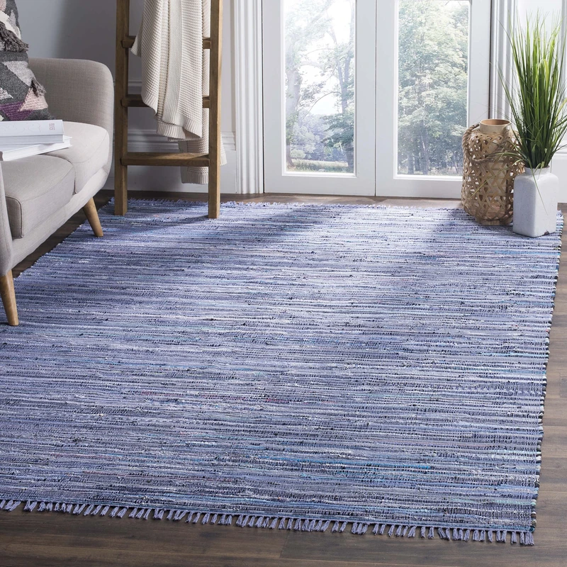 Safavieh Modern Indoor Flatweave Rectangle Area Rug, Rag Rug Collection, RAR121, in Purple / Multi, 183 X 274 cm for Living Room, Bedroom or Any Indoor Space
