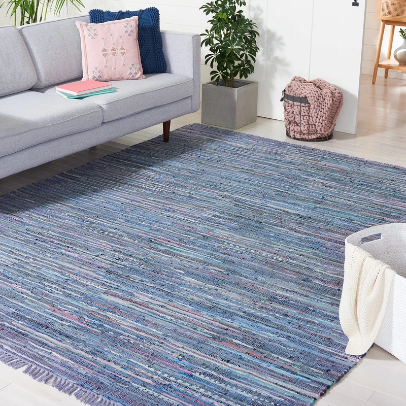 Safavieh Modern Indoor Flatweave Rectangle Area Rug, Rag Rug Collection, RAR121, in Purple / Multi, 244 X 305 cm for Living Room, Bedroom or Any Indoor Space