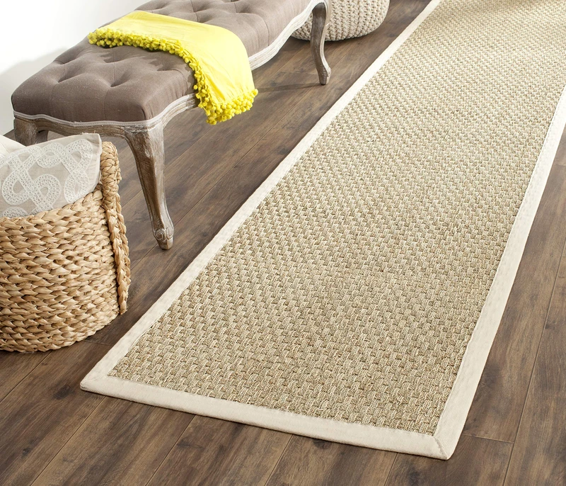 SAFAVIEH Natural Fiber Rug for Living Room, Dining Room, Bedroom - Natural Fiber Collection, Short Pile, in Natural and Brown, 76 x 305 cm