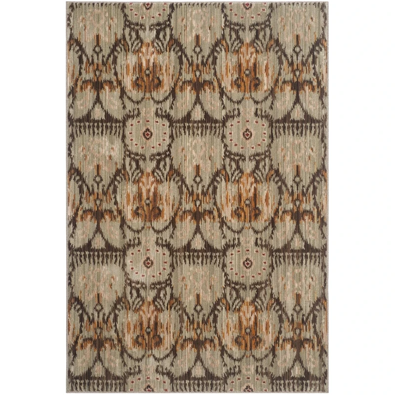 Safavieh Contemporary Indoor Woven Rectangle Area Rug, Infinity Collection, INF553, in Green / Brown, 122 X 183 cm for Living Room, Bedroom or Any Indoor Space