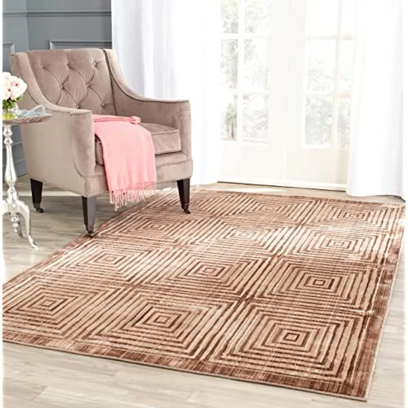 SAFAVIEH Contemporary Rug for Living Room, Dining Room, Bedroom - Infinity Collection, Short Pile, in Brown and Beige, 122 X 183 cm
