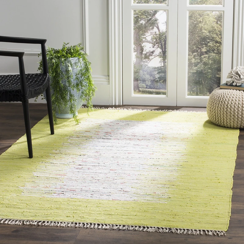 Safavieh Modern Indoor Flatweave Rectangle Area Rug, Montauk Collection, MTK711, in Ivory / Teal, 152 X 244 cm for Living Room, Bedroom or Any Indoor Space