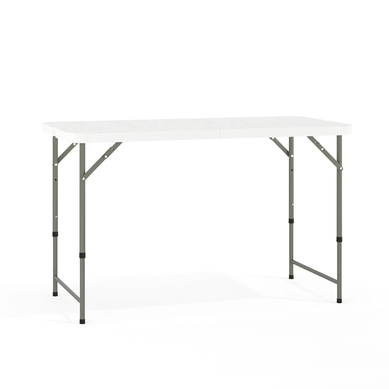 Flash Furniture Elon 4-Foot Height Adjustable Bi-Fold Granite White Plastic Folding Table