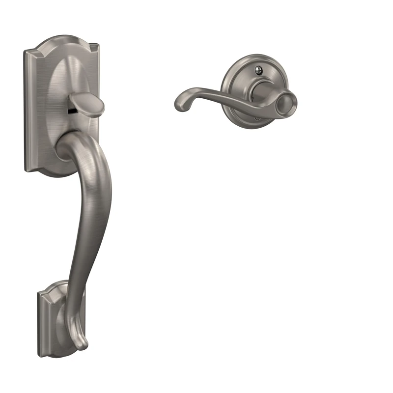 SCHLAGE FE285 CAM 619 FLA RH Camelot Trim Lower Half Front Entry Handleset with Flair Right Hand Lever, Satin Nickel