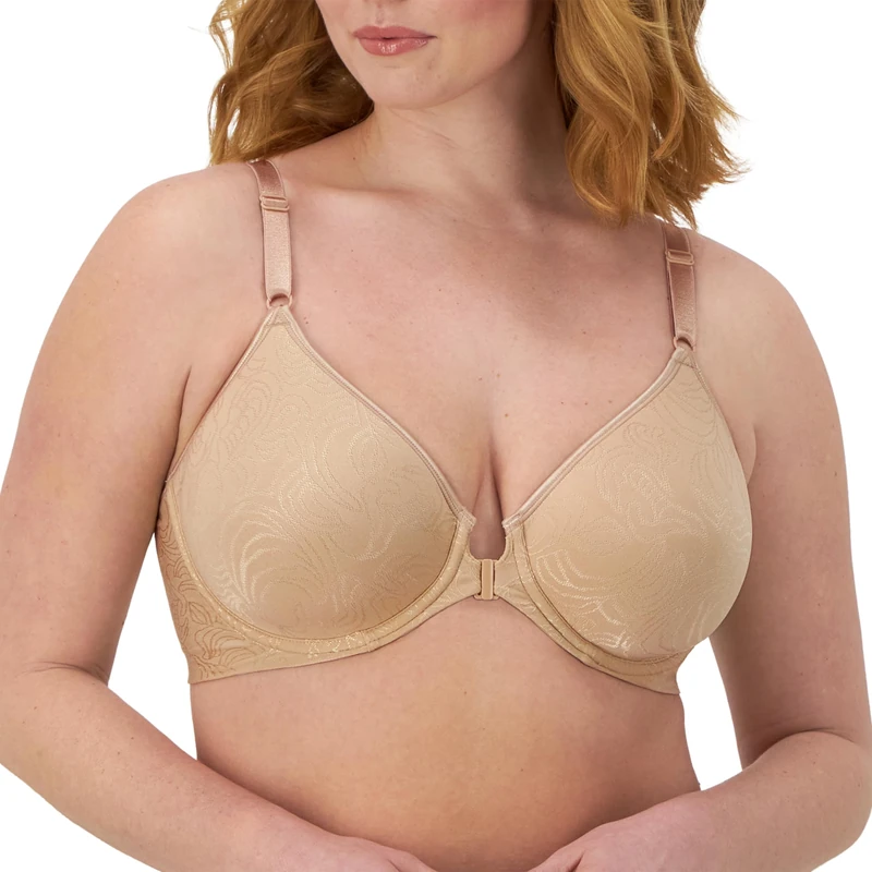 Bali Women's Underwire Shaping, Comfort Revolution T-Shirt, Front-Close Bra, Opaque, Nude, 36B