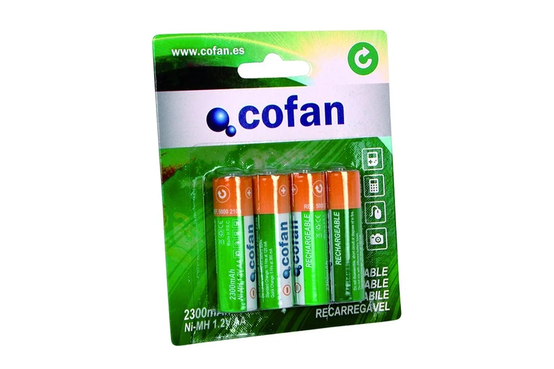 Cofan Rechargeable batteries | Model 1.2 V AA Ni- MH 2300 mAh | Box contents of 10 blister packs with 4 batteries each