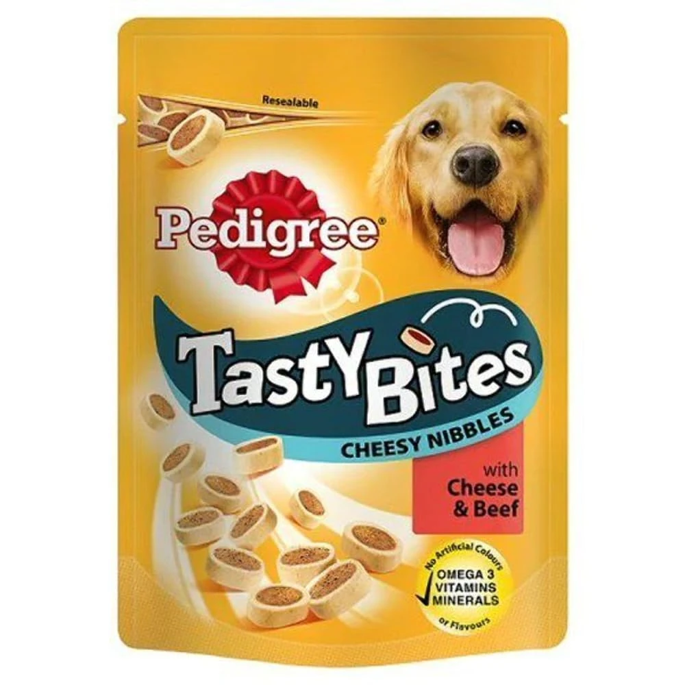 Pedigree Dog Treats Tasty Bites Cheesy Nibbles with Beef and Cheese Flavour, 140g