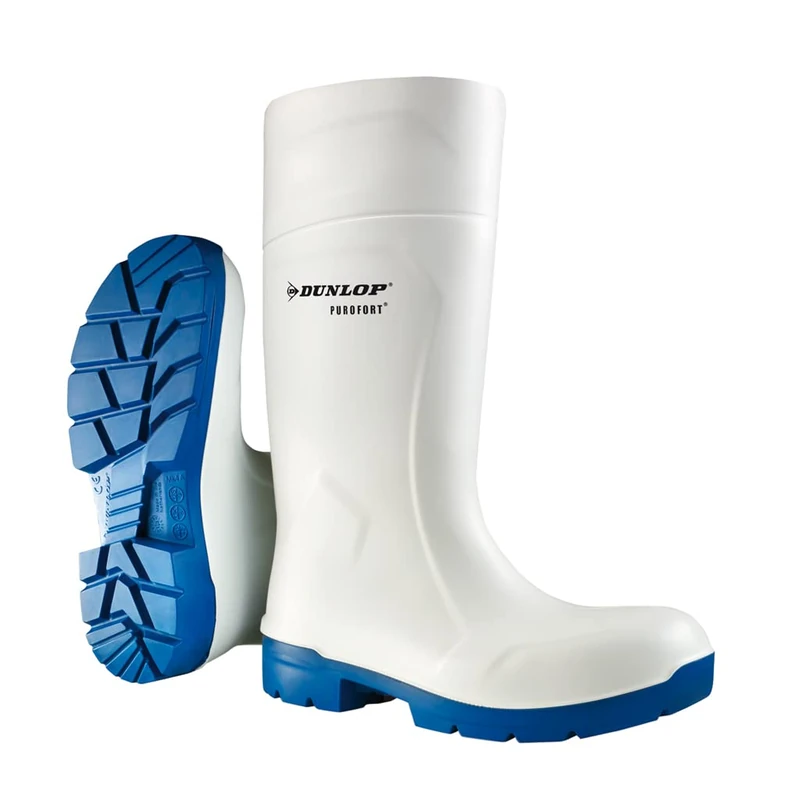 DUNLOP Purofort FoodPRO - Unisex Multigrip Safety Waterproof Work Boots, White, Antistatic and Slip-Resistant Wellies with Steel Toecap for Outdoor and Food Processing Industry - EU39, UK6