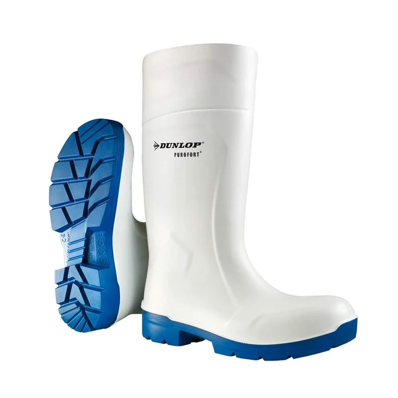 DUNLOP Purofort FoodPRO - Unisex Multigrip Safety Waterproof Work Boots, White, Antistatic and Slip-Resistant Wellies with Steel Toecap for Outdoor and Food Processing Industry - EU49, UK14