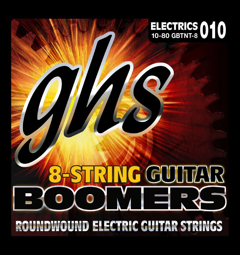 GHS BOOMERS String Set For Electric Guitar - 8-String - GB-TNT - Thick & Thin - 010/080, GHS GB 8 TNT