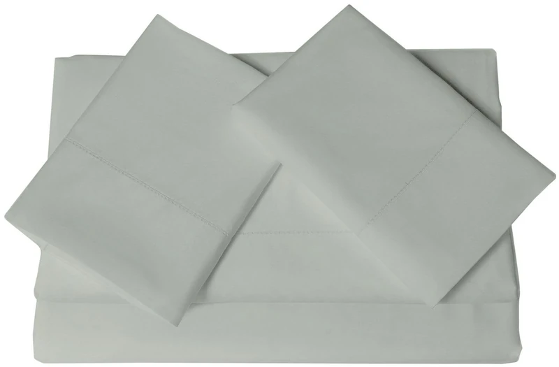 Tribeca Living Egyptian Cotton Sateen 800 Thread Count Hemstitched Deep Pocket Sheet Set, King, Silver Grey