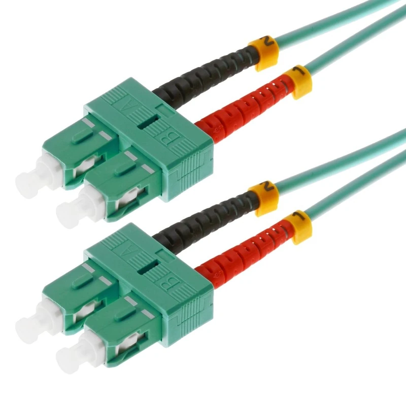 Helos LWL Patch Cable 50/125μm OM3 20 m SC Duplex Connector Aqua Turquoise 115796