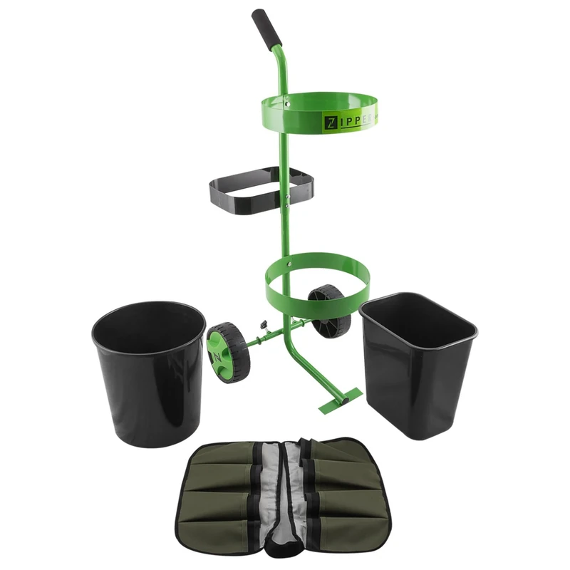 Zipper Garden Caddy Trolley Cart Light Weight Wheelbarrow Gardening Waste - 2x Buckets + 16 pocket belt
