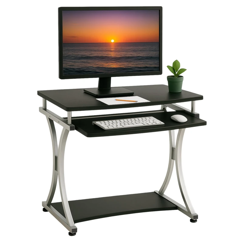 Techly Compact PC Desk with Removable Drawer, Graphite Black (ICA-TB 328BK)
