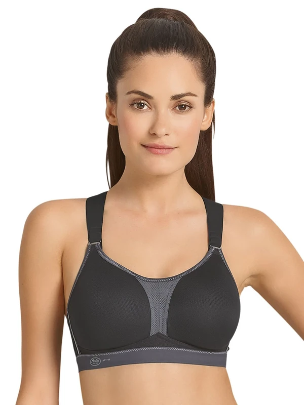 Anita Women's Non-Wired Sports Bra X Back 5537 Black/Anthracite 38 A