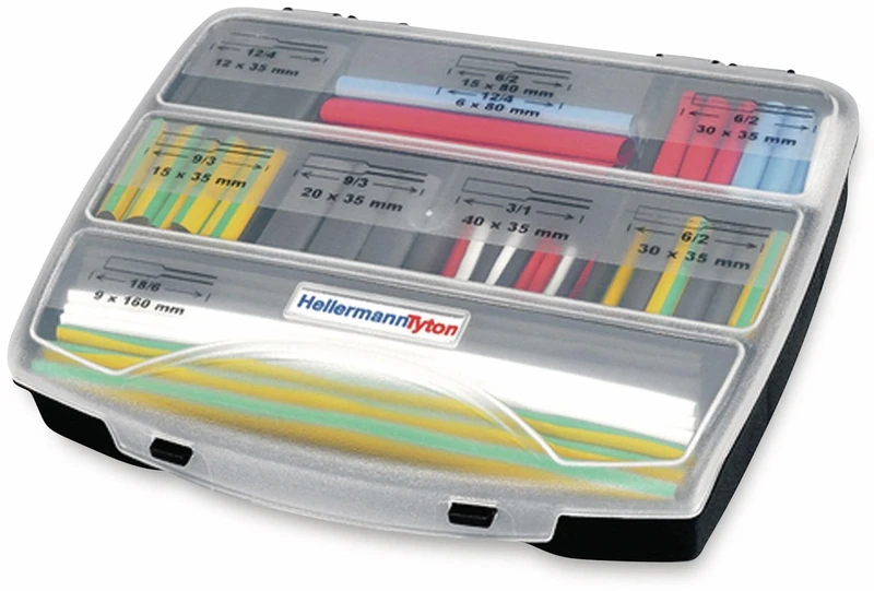 HellermannTyton Light Mannty Tone Heat Shrink Tube Set 380 – 03005 Shrinkit 321 U Basic Assortment Box with Heat Shrink Tube Sections of 4031026325804 - Image 1