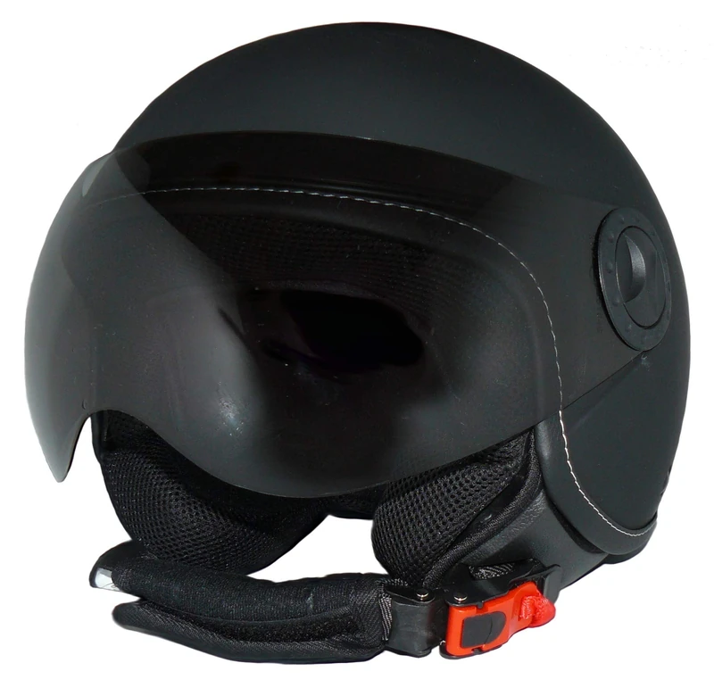 protectWEAR Jet Helmet Motorcycle Helmet H710 Plain in Pilot Design, Matt Black, Size S