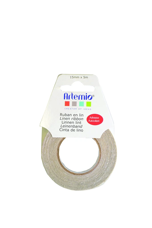Artemio 15 mm x 5 m Linen Ribbon, Beige - Image 1