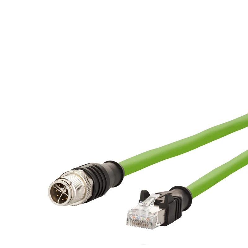 METZ CONNECT 142M2X15100 M12 Network Cable, Patch Cable CAT 6a S/FTP 10.00 m Green PUR Jacket, Acid