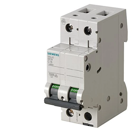 Siemens 5SL4220-7 Circuit Breaker 400V 10KA, 2POLE, C, 20A, White
