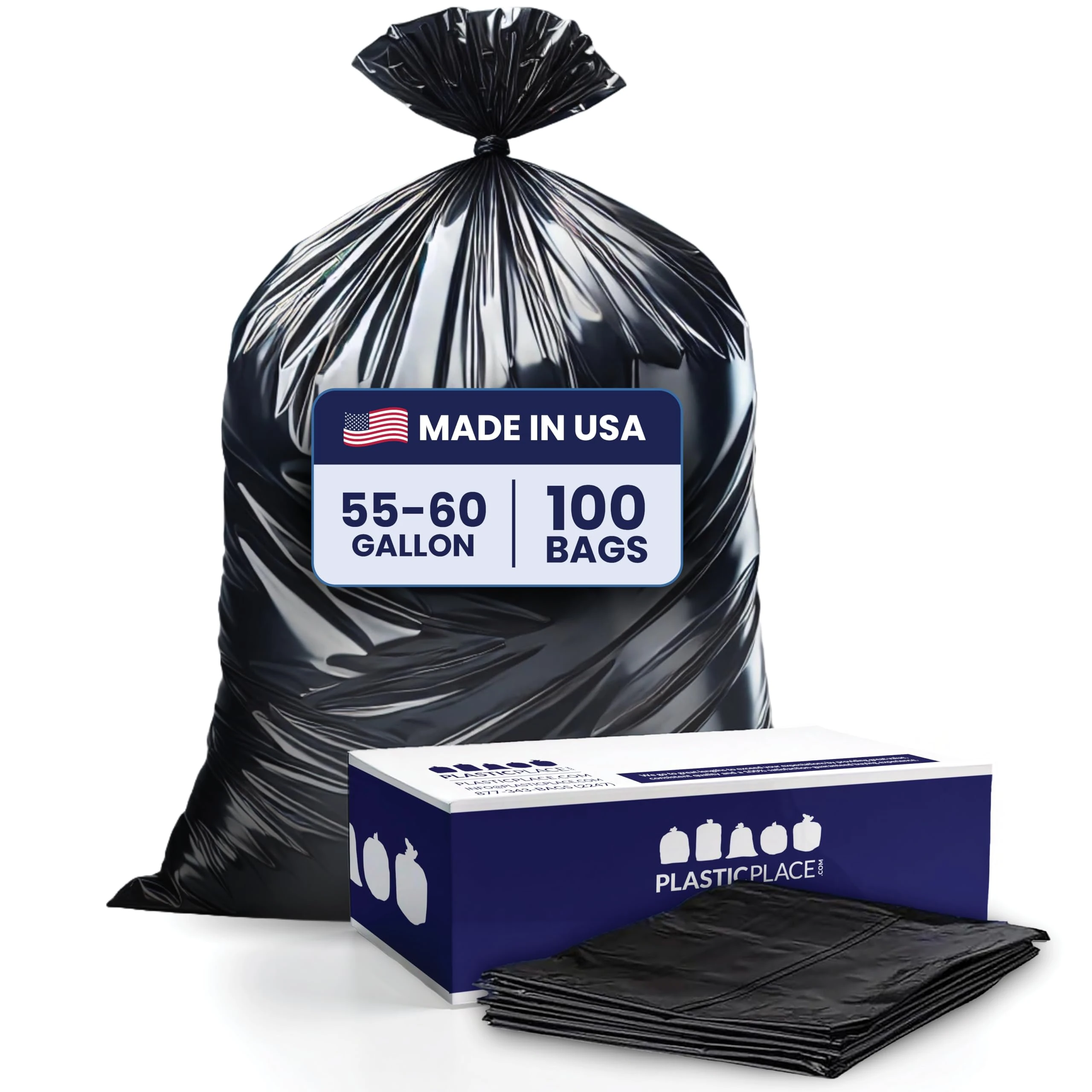 100 x 150-60 Litre Black Heavy Duty Bin Liners - 38" x 58"
