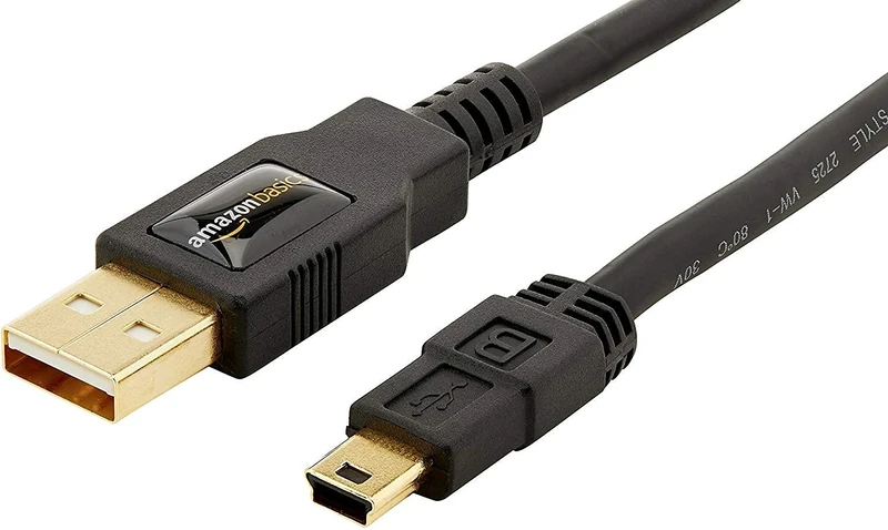 Amazon Basics USB-A to Mini USB 2.0 Cable, 480Mbps Transfer Speed with Gold-Plated Plugs, 0.9 m, Black