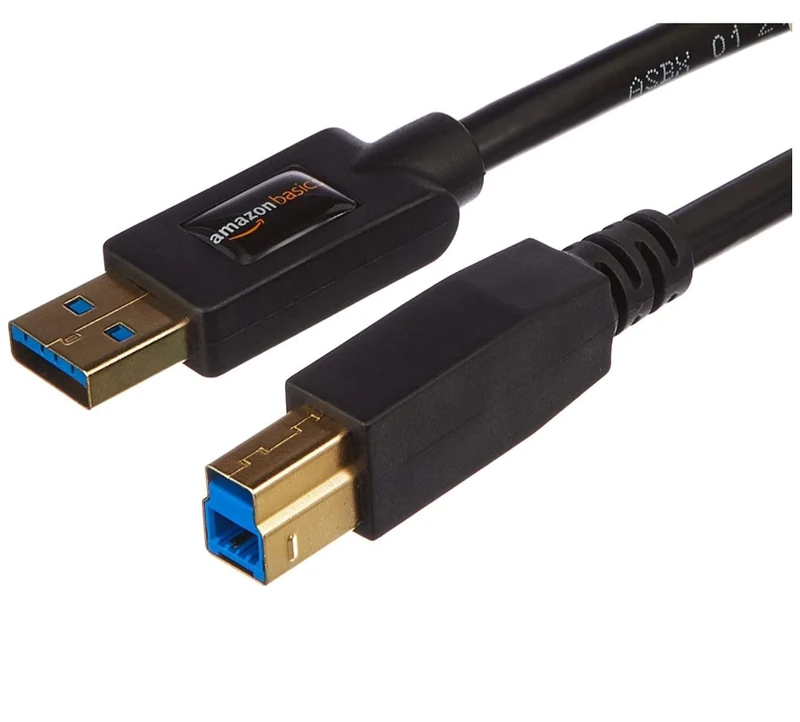 Amazon Basics USB 3.0 A to B Cable 6 ft - Gold Plated, 4.8Gbps