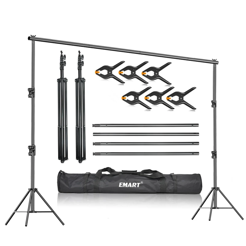 EMART Photography Backdrop Stand 2.8x3m (9x10ft) Heavy Duty Photo Background Stand Kit Adjustable Support for Studio Video Photographic Party Back Drop Poles